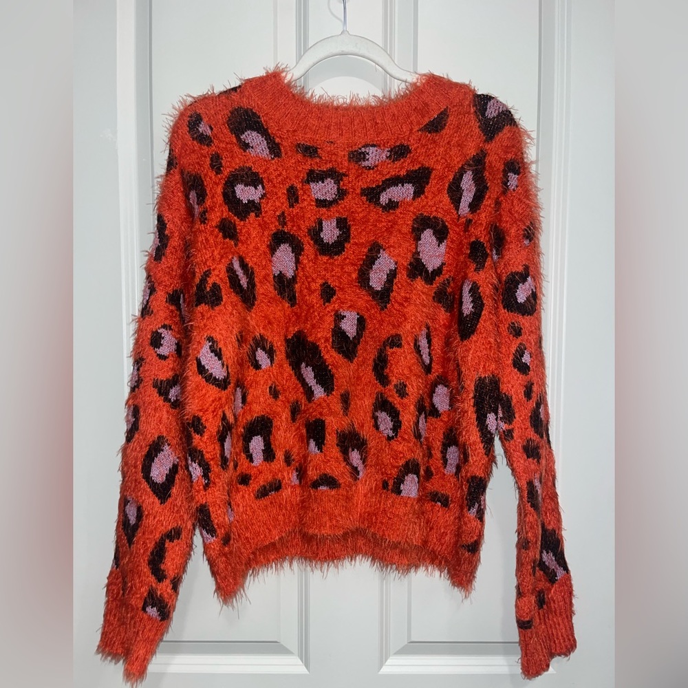 MISSGUIDED orange cheetah print sweater